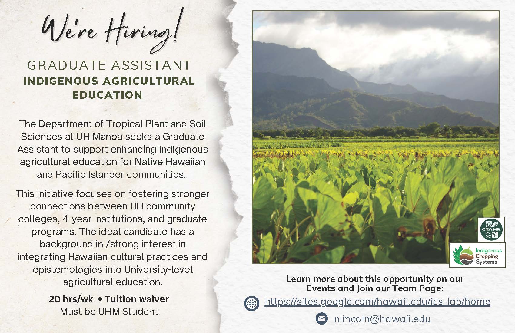 Graduate Assistantship - Indigenous Ag Ed